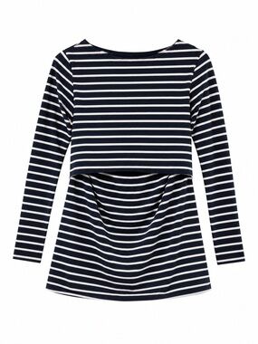 Boob Design Striped Black and White Long Sleeve Nursing Top